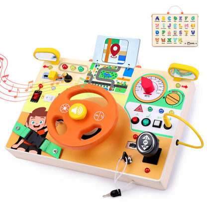 Grarain Busy Board for Toddlers - Montessori Educational Toy for 1-3 Year Old Boys & Girls | Travel-Friendly Sensory Learning Activity | Ideal for Kids with Autism(Busy Board v6)