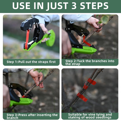 Suca Plant Tying Machine, Lightweight Plant Tying Tape Tool to Tie Up Vine Quickly, Tie Tapener Gun with Tapes and Staples Green