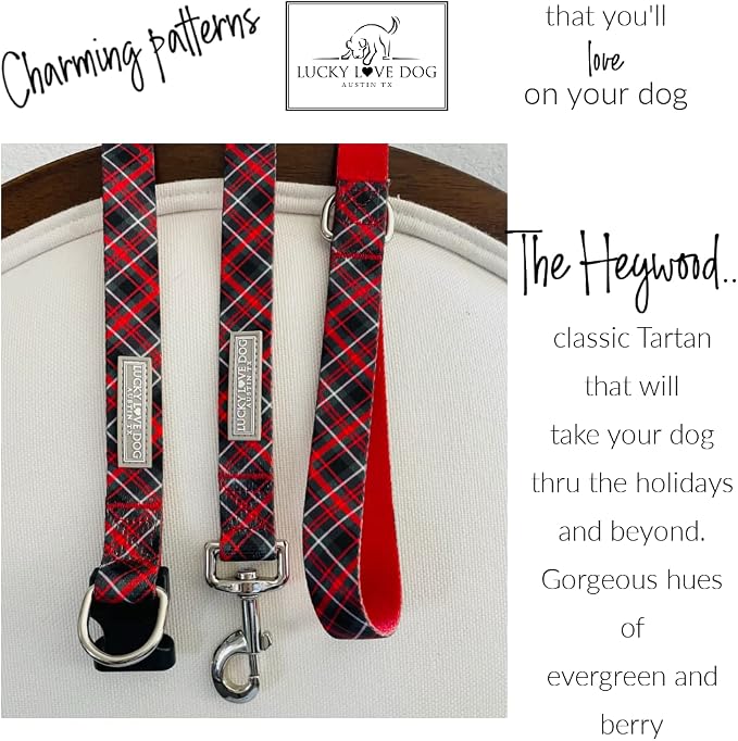 Lucky Love Dog Martingale Dog Collar - Adjustable, No-Slip, Durable, & Soft Webbing Collar for Male and Female Dogs Ideal for Training & Walking - Heywood, Large