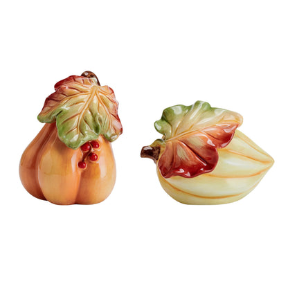 Fitz and Floyd Fall Harvest Salt and Pepper Shaker with Tray, 3 Piece Set