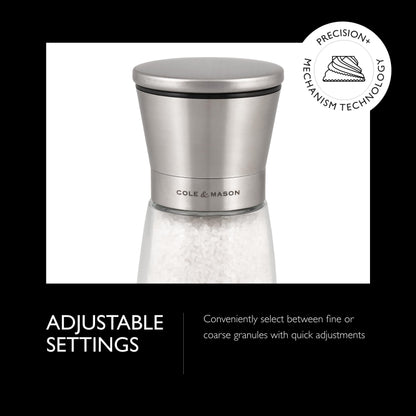 Cole & Mason Sunderland 5.5" Salt Mill Set for Sea Salt - Aesthetic Salt Mills - Kitchen & Home Essentials - Refillable Salt Mill Grinder - Acrylic Spice Mills