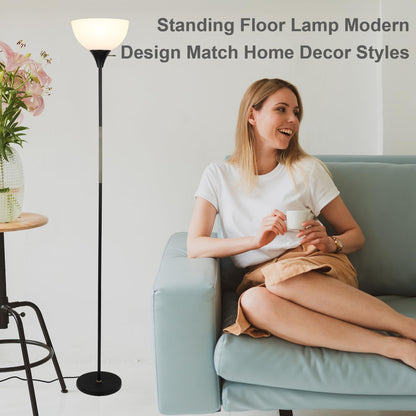 Floor Lamp, Dimmable Standing Lamp, 3 Levels Brightness Led Floor Lamp Rotary Switch Floor Lamps Modern Industrial Lamp with Shade, Tall Lamps for Living Room Bedroom Office Dining Room (Black)