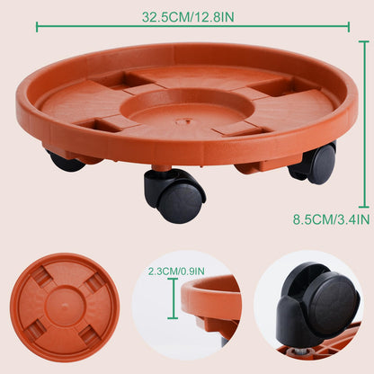 Doseno 2 Pack 13IN Plant Caddy with Wheels Round Rolling Plant Stand Plant Dolly, 200lbs for Capacity Caddy for Indoor and Outdoor Use, Patio, Flower Pot
