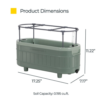 Permasteel Herb Garden Planter with Trellis Support, Self-Watering System with Water Level Indicator, Fits Multiple Herb Plants, for Basil, Flowers, Succulents, Indoor & Outdoor, Green