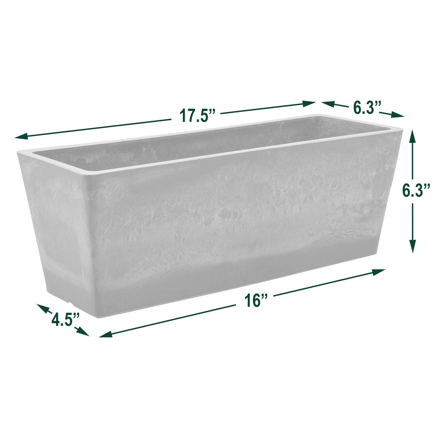 Arcadia Garden Products PSW U45TP Plastic/Stone/Wood Composite Simplicity Window Box, No Drainage Hole (Drillable), 17.5" x 7" x 6", Taupe