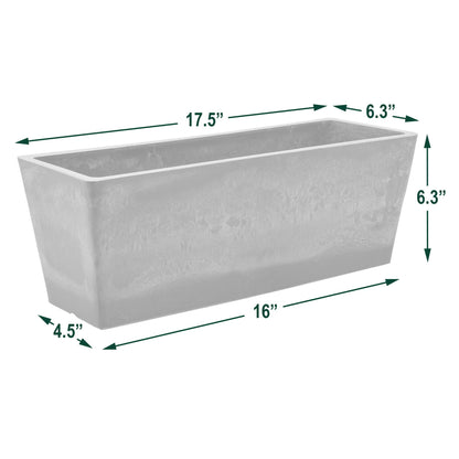 Arcadia Garden Products PSW U45TP Plastic/Stone/Wood Composite Simplicity Window Box, No Drainage Hole (Drillable), 17.5" x 7" x 6", Taupe