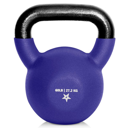 Yes4All Kettlebell, 5-65 LB Neoprene Coated Cast Iron Kettlebells, Wide Grip Handle & Flat Bottom for Swings, Squats, Deadlifts, Push Ups & Full Body Training at Home Gym - Single & Set