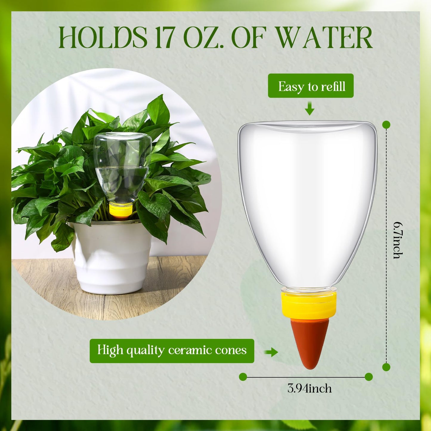Threlaco 2 Pcs 17 oz Self Watering Planter Insert Plastic Self Watering Globes Automatic Plant Waterer for Indoor Outdoor Drip Irrigation Plant Watering Device with Slow Release Control
