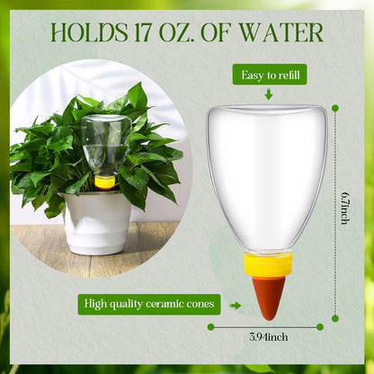Threlaco 2 Pcs 17 oz Self Watering Planter Insert Plastic Self Watering Globes Automatic Plant Waterer for Indoor Outdoor Drip Irrigation Plant Watering Device with Slow Release Control