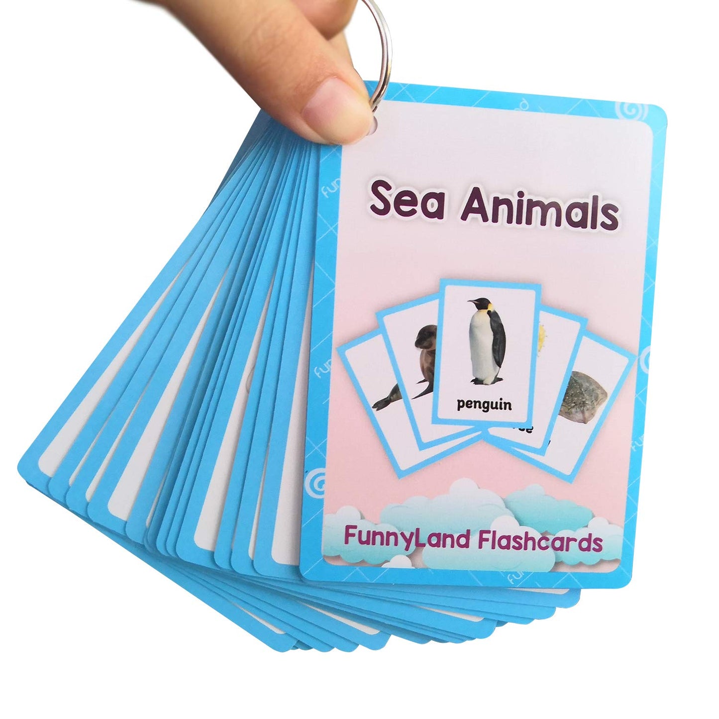 Zwttey Wild/Farm/Sea Animals Body Parts Learning English Flash Cards Kids Montessori Toys Baby Cards Child Pocket Card Pre-Kindergarten