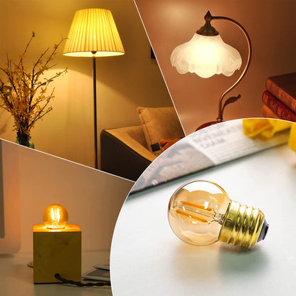 Grensk G40 Low Watt Light Bulb Edison LED Bulb Mini Globe Light Bulbs 1W Equivalent to 10Watt Incandescent E26 Screw Base Led Bulbs Ultra Warm White 2200K, Non Dimmable (G40g-2pack)