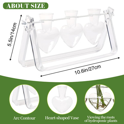 CYZglass Clear Plant Terrarium Propagation Stations with Acrylic Stand Birthday Gifts for Women Office Home Decor