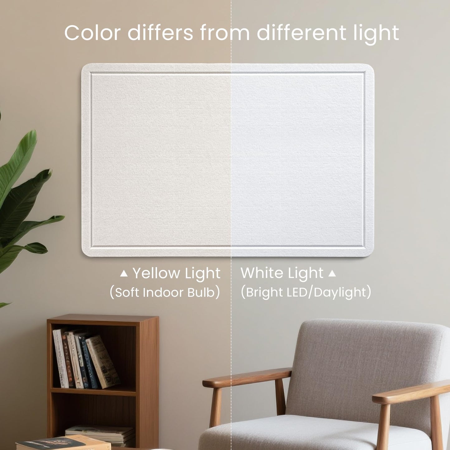 Lightomorrow Bulletin Board, 24 x 18 inches Felt Board Decorative Pin Board, Vision Board Cork Board Alternative for Wall, Foldable Photo Board Self-Adhesive Vision Board with 20 Pushpins - White
