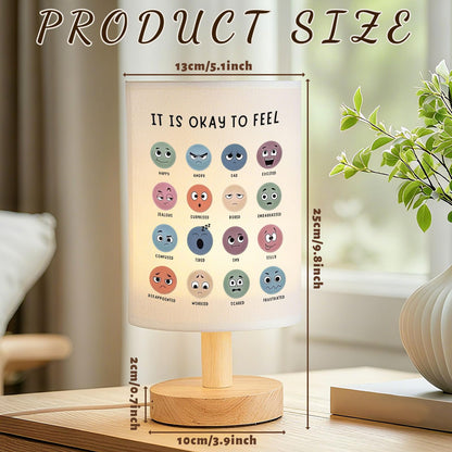 Baquler Bedside Table Lamp Boho Table Lamp Decorations for Bedroom It is Okay to Feel Classroom Light with USB Wood Base Cozy Nightstand Gifts Light for Counseling Home Desk Living Read Work