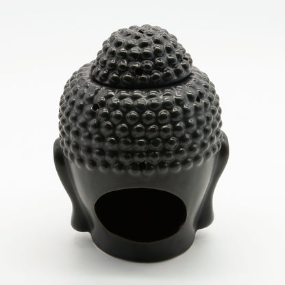 Omonic Porcelain Zen Garden Yoga Meditation Black Thai Buddha Head Statue Essential Oil Burner Home Decor (Black)