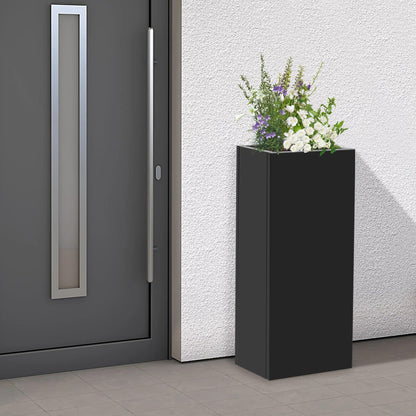 Pinelicorn Black Rectangular Planter with Removable Insert Shelf 12" L x12 W x 30" H, Cube Metal Planters Pot with Drainage Holes, Heavy Duty Steel Flower Pots for Patio, Yard, Garden