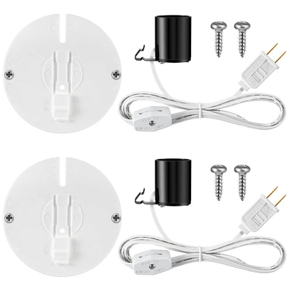 Meonum 2 Set Blow Mold Light Kit Replacement, E27 E26 Single Light Cord Kit with Switch Fuse Plug, for Indoor Outdoor Halloween Christmas Village House Craft Decorations and Salt Lamp