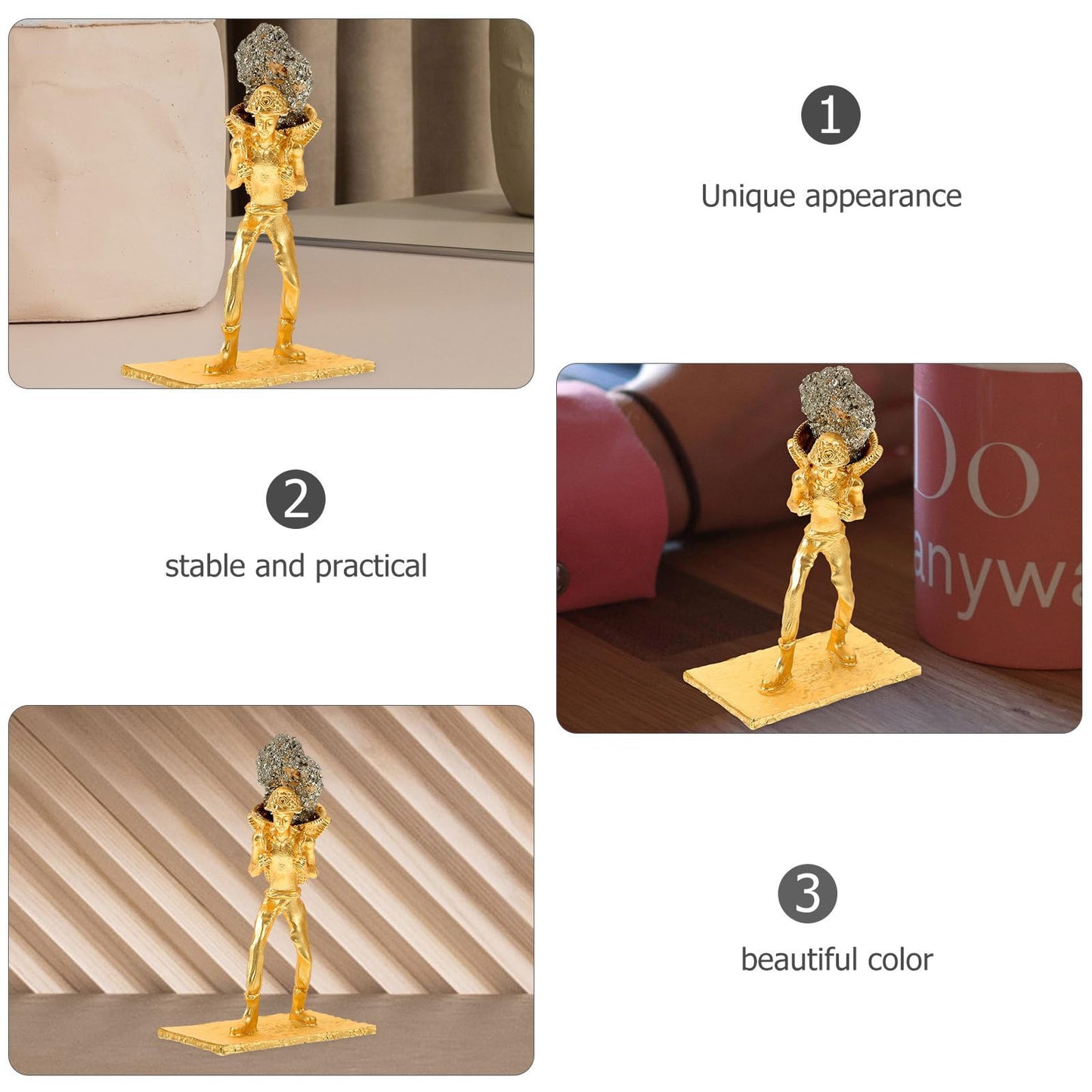 SUPVOX Mineral Back Basket Miner Figurine Genuine Chalcopyrite Ore Stone Collectible Irregular Mineral Decoration for Home Office Table Display