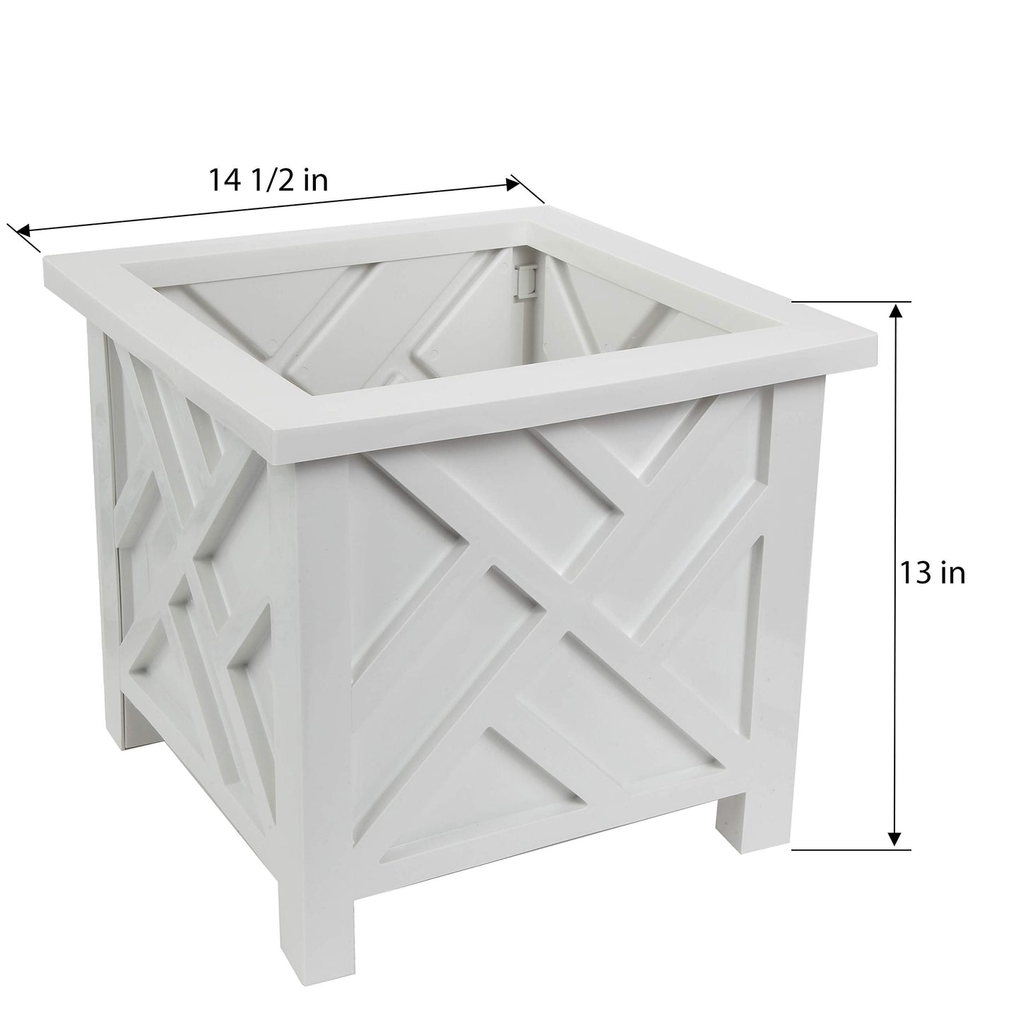 Trenton Gifts Chippendale White Planter Box Set of 2 - Elegant Outdoor Plant Pot for Patio, Porch Decor, and Garden Display