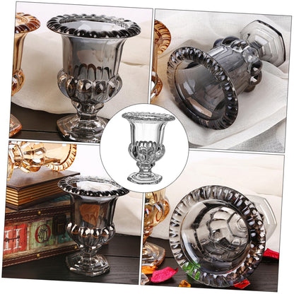 1Pc Roman Vase Glass Flower Vessel Desktop Decor Country Plant vase Rural Flower Planter Glass Planter Crystal urn Terrarium airhorn Embossment Bud Cylinder Office