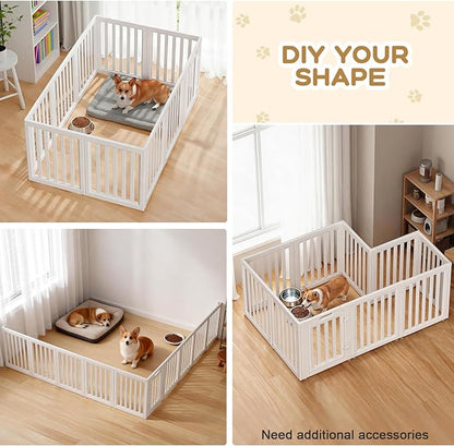 Dog Playpen, Clear Dog Pen, Dog Pen Indoor, Easy to Install and Remove Dog Play Pen, Puppy Playpen Suitable for Dogs, Cats,Dog Playpen Indoor (White, 23.6 inch Height, 10 Panels)