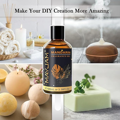 MAYJAM 100ML/3.38FL.OZ Mandarin Fragrance Oils with Glass Dropper, Essential Oils for Diffusers for Home, Long Lasting Scented Oils for Diffusers Soap Candle Making