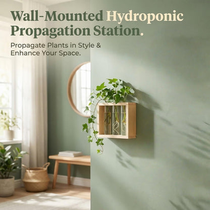 3-Tube Plant Propagation Station, Wall-Mounted Terrarium with Propagation Tubes – Ideal for Indoor Plant Propagation in Living Rooms, Bedrooms & Offices (Uses Test Tubes for Plants)