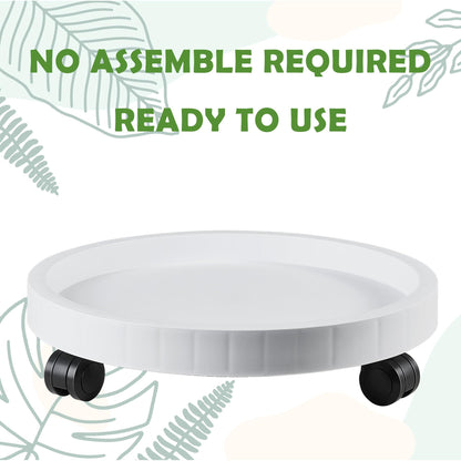 2 Pack of 12.6 Inch Planter Caddies Rolling Saucer Caddy with Wheels, Heavy Duty Wheeled Stand for Potted Plant, Round Coaster Roller Base Tray with Casters, Flower Pot Dolly Holder for Indoor Outdoor
