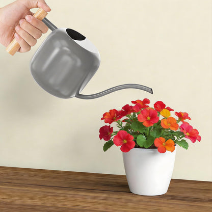 Green Moon Watering Can Indoor Plants 1.2L/41oz Elephant Gray Water Can Indoor Metal Small Water Can Pot with Long Spout for House Bonsai Plants Garden Flower Decorative