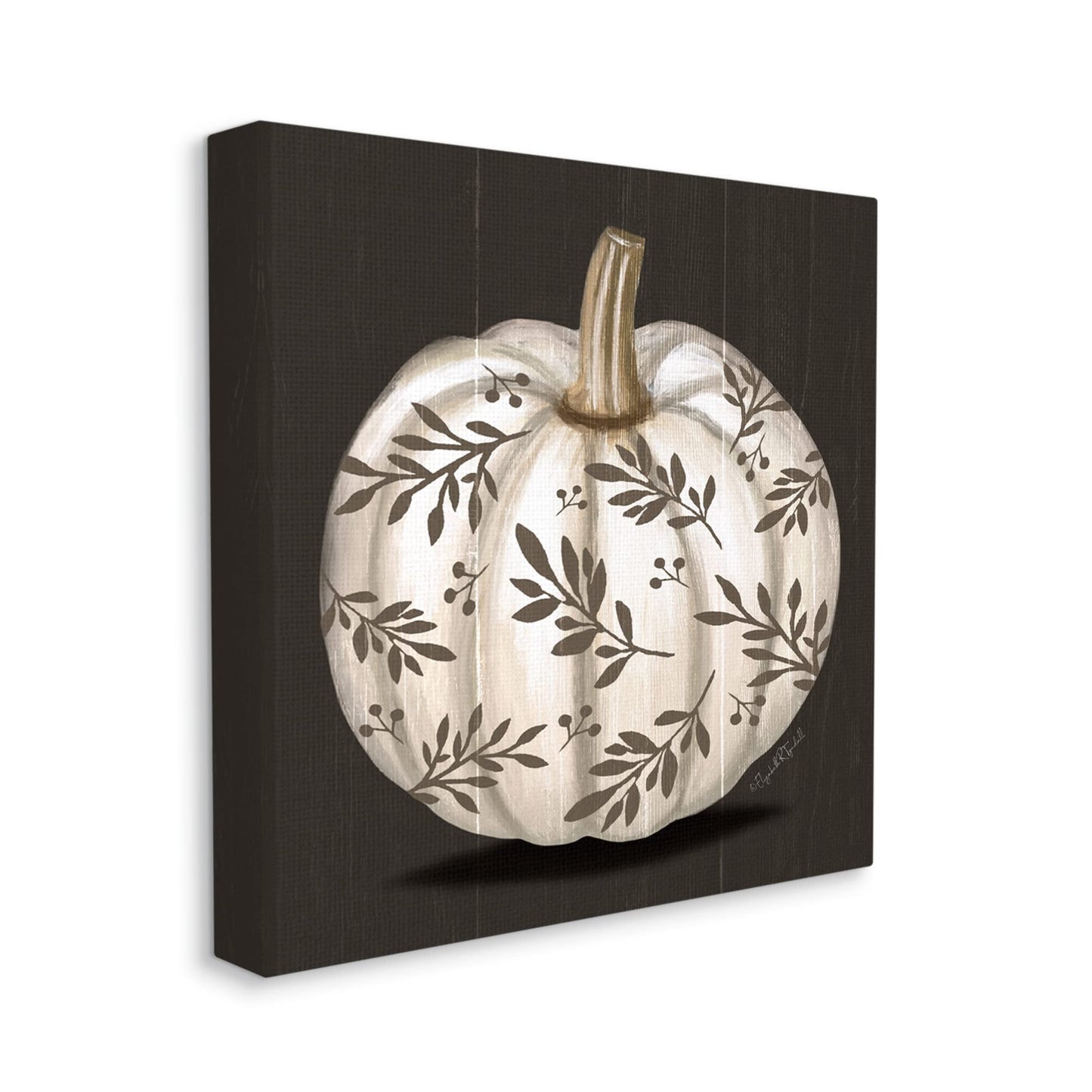 Stupell Industries 'Leaf Patterned Fall Pumpkin', Canvas Art, 17 x 17 Inches, Easy to Hang and Sturdy, Made in USA, by Elizabeth Tyndall