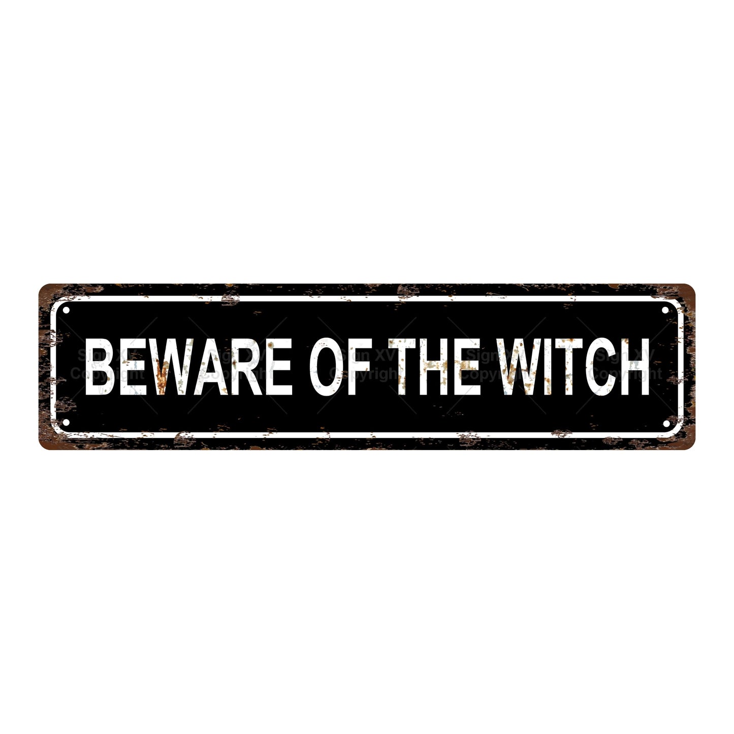 BEWARE OF THE WITCH HALLOWEEN Metal Tin Sign Bar Cafe Garage Cave Home Room Wall Bathroom Farmhouse Garden Porch Patio Decor, 8 x 8 Inch