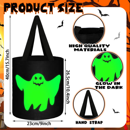 Hosuly 3 Pcs Halloween Buckets Glow in The Dark Candy Trick or Treat Bags Multipurpose Reusable Goody Light up Buckets for Kids Halloween Supplies Favors(Novel Style)