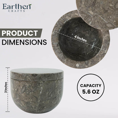 Earthen Crafts Marble Salt Cellar with Swivel Magnetic Lid 4" Salt Box Oceanic Salt & Pepper Container, Salt Keeper, Spice Jar Ideal for Kitchen or Bath Salt Storage, 5.6 OZ