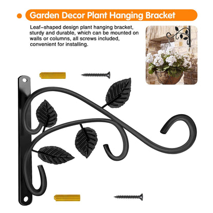 JUNBEI Hanging Plant Bracket, 12 Inch Wall Mount Hanging Plant Hook, Rust-Resistant Decorative Metal Plant Hanger for Flowers, Lanterns, Bird Feeders, Wind Chimes