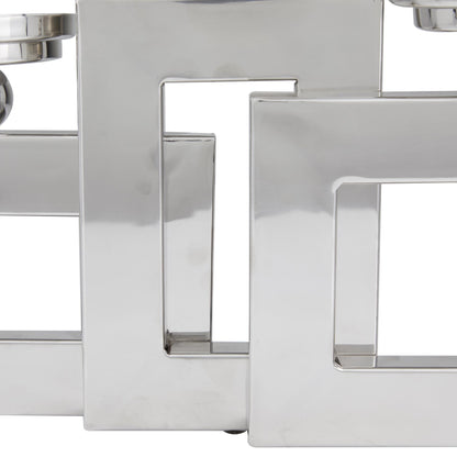 Deco 79 Stainless Steel Metal Decorative Candle Holder Pillar 3 Plate Candle Stand, Candlestick Holder 14" x 6" x 11", Silver