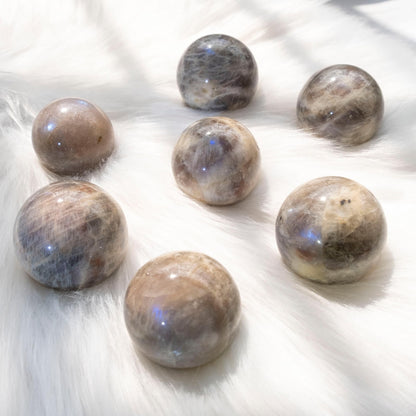 Moonstone Crystal Sphere - 1.6-2.0" Inches, Gentle Blue Hue, Hand-Polished for Intuition, Balance, and Emotional Harmony, Decorative Balls for Reiki, Chakra, Feng Shui, Meditation, Witchy Gifts