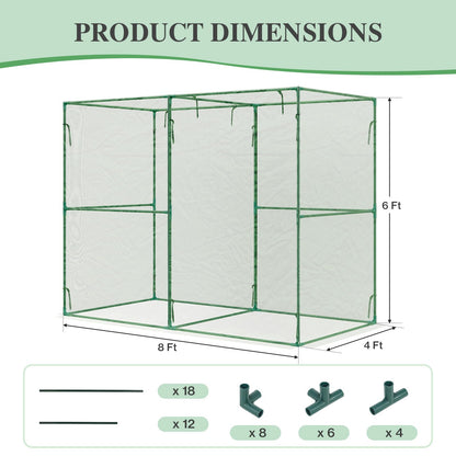 BPS Crop Cages for Garden Plant, 8x4x6 Ft Plant Netting Protection Tent with Zippered Door for Plants, Raised Garden Bed Cover with Frame for Vegetables, Fruits and Flowers
