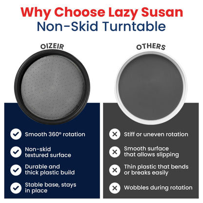 Oizeir 10 Inch Lazy Susan (Set of 4) - Non-Skid Turntable for Cabinet to Maximize Storage and Simplify Accessibility in Kitchen, Bathroom, and Pantry Spaces (Black)