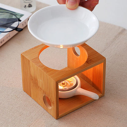 XIHUADOU Wooden Essential Oil Burner, Aromatherapy Burner Oil Warmer Diffuser, WaxMelt Warmer with Tealight Candle Holder for Holiday Home Birthday Wedding Valentine Decoration