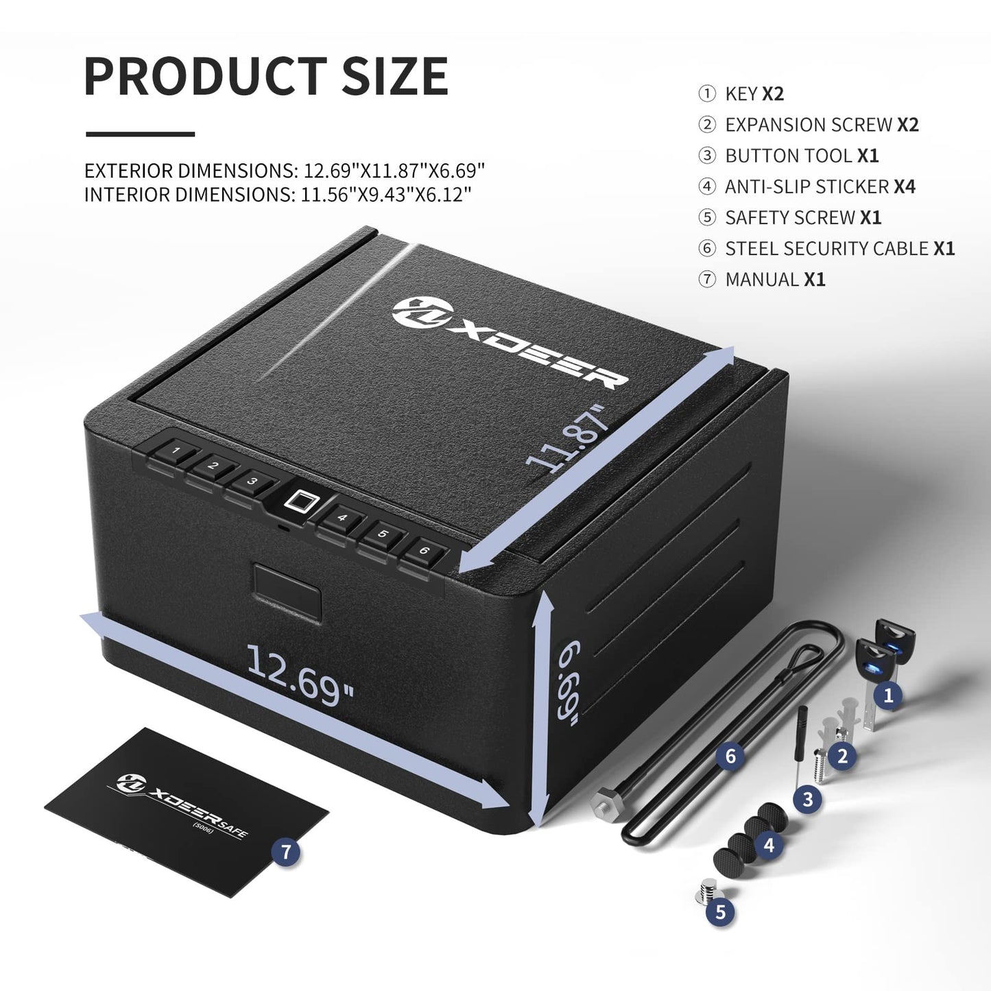 XDeer Gun Safe, Biometric Quick Access Gun Safe for Handgun, 4 Pistols High Capacity Handgun Safe with Digital Keypad, Biometric Fingerprint