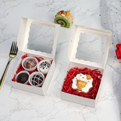 TEMLQPACK 100pcs 4x4x2 Inch Party Favor Boxes (Bakery/Chocolate/Donut)