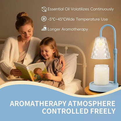 Candle Warmer Lamp with Timer Dimmable, Birthday Gifts for Women Mom, House Warming Gifts New Home Decor, Wax Melt Warmer for Jar Candles with 2 Bulbs, Light Blue