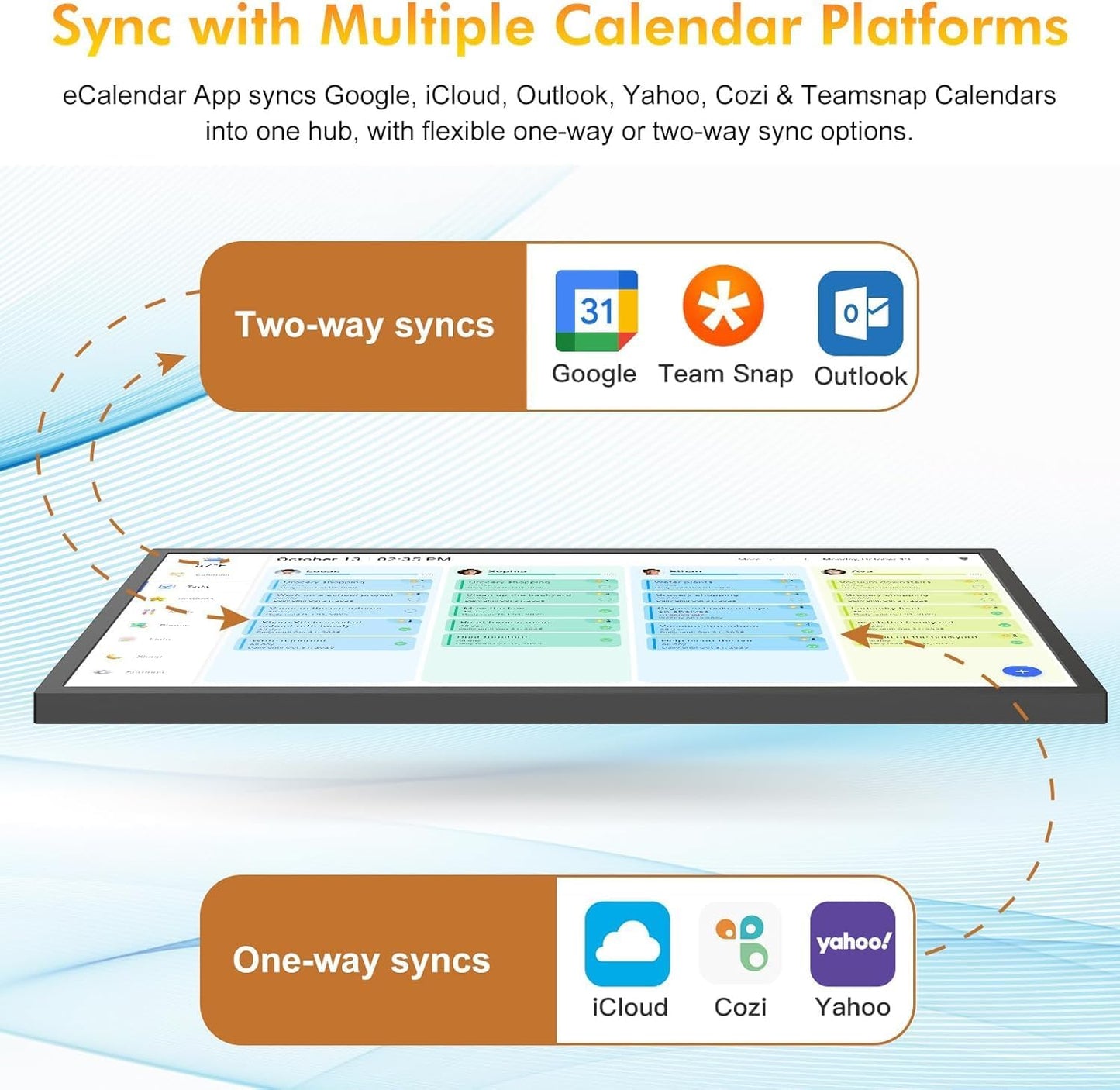 24" Digital Calendar Chore-Chart for-Family-Schedule - Interactive Touchscreen Display Electronic Calendar, Star Reward, Sync Google iCloud Outlook Calendar Via App, Wall Mount, Gift for Mother Father