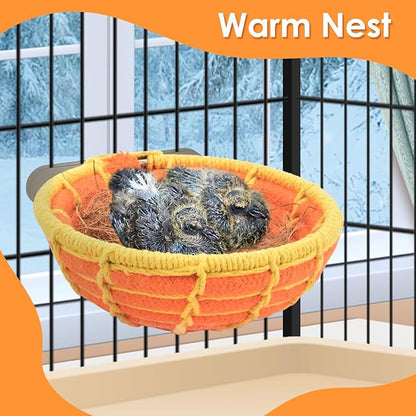 KATUMO Bird Nest, 5.3in Parrot Breeding Nest Bed with Natural Coconut Fiber Bedding for Budgie, Parakeet, Cockatiel, Conure, Lovebird, Canary, Finch, Small Birds