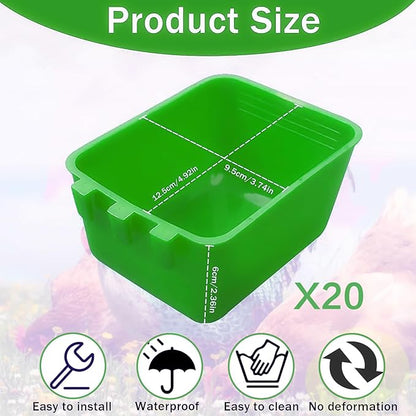 20 Pcs Chicken Coop Feeder Water Cup,16 oz Cage Cups Chicken Feeder Waterer, Cage Cups Birds Hanging Feeders, Chicken Feeder Water Bowl for Parakeet Poultry Pigeon Bunny Wire Cage (Green, 16oz)