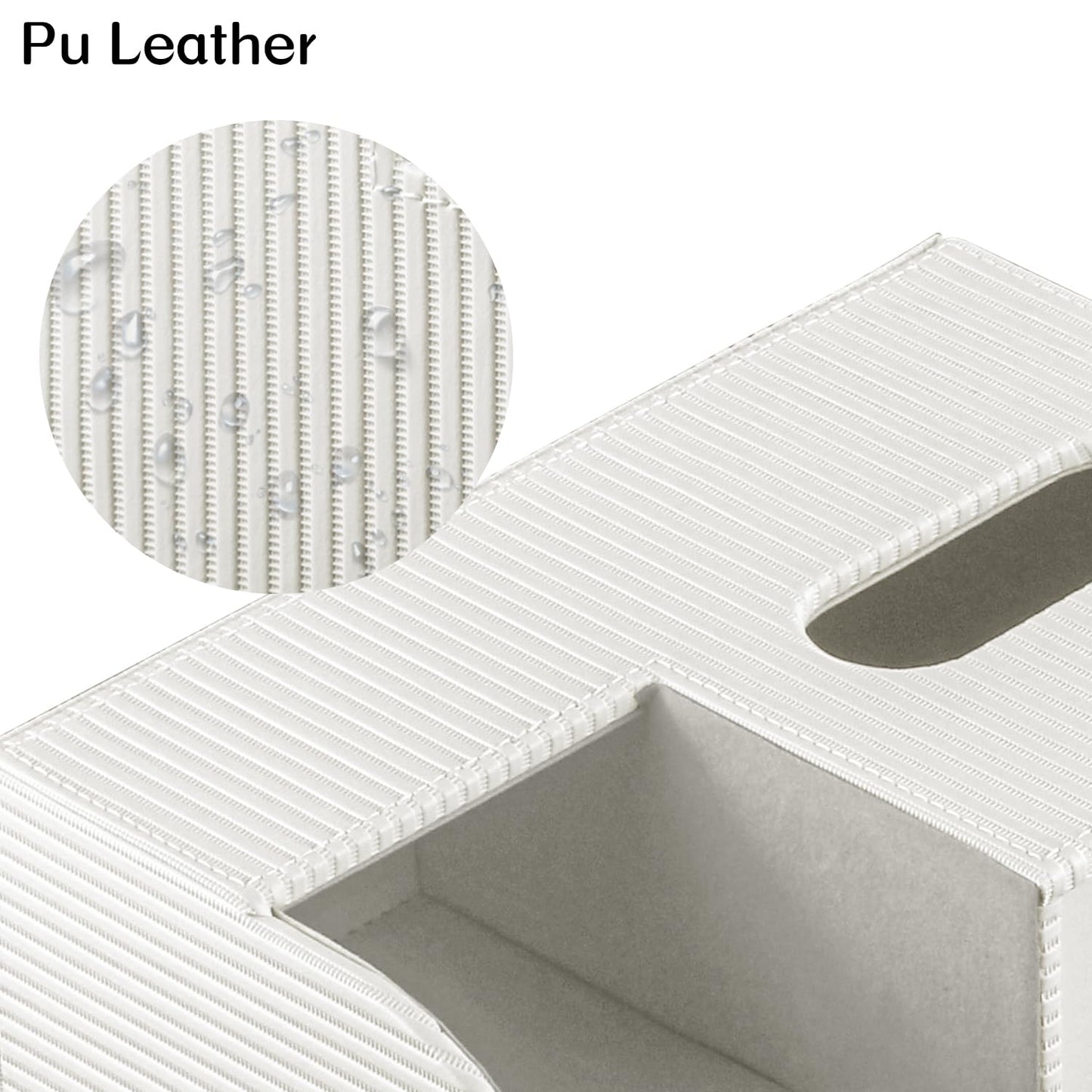 Fanousy Modern PU Leather Cube Tissue Box Cover with Storage Tray, Multifunctional Remote Control Holder & Facial Tissue Dispenser Organizer for Nightstand, Bathroom, Bedroom, Office & Home Decor
