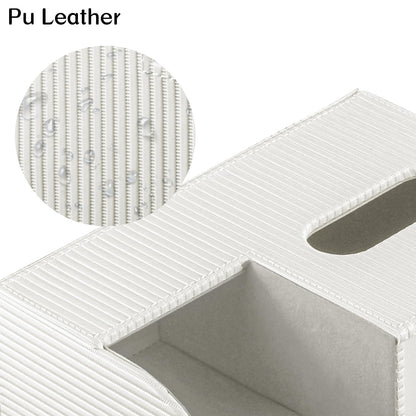 Fanousy Modern PU Leather Cube Tissue Box Cover with Storage Tray, Multifunctional Remote Control Holder & Facial Tissue Dispenser Organizer for Nightstand, Bathroom, Bedroom, Office & Home Decor