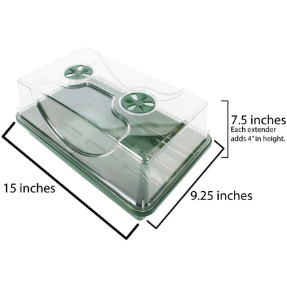 EarlyGrow 70738 Medium Domed Propagator, 15" x 9" x 7", Black/Dark Green