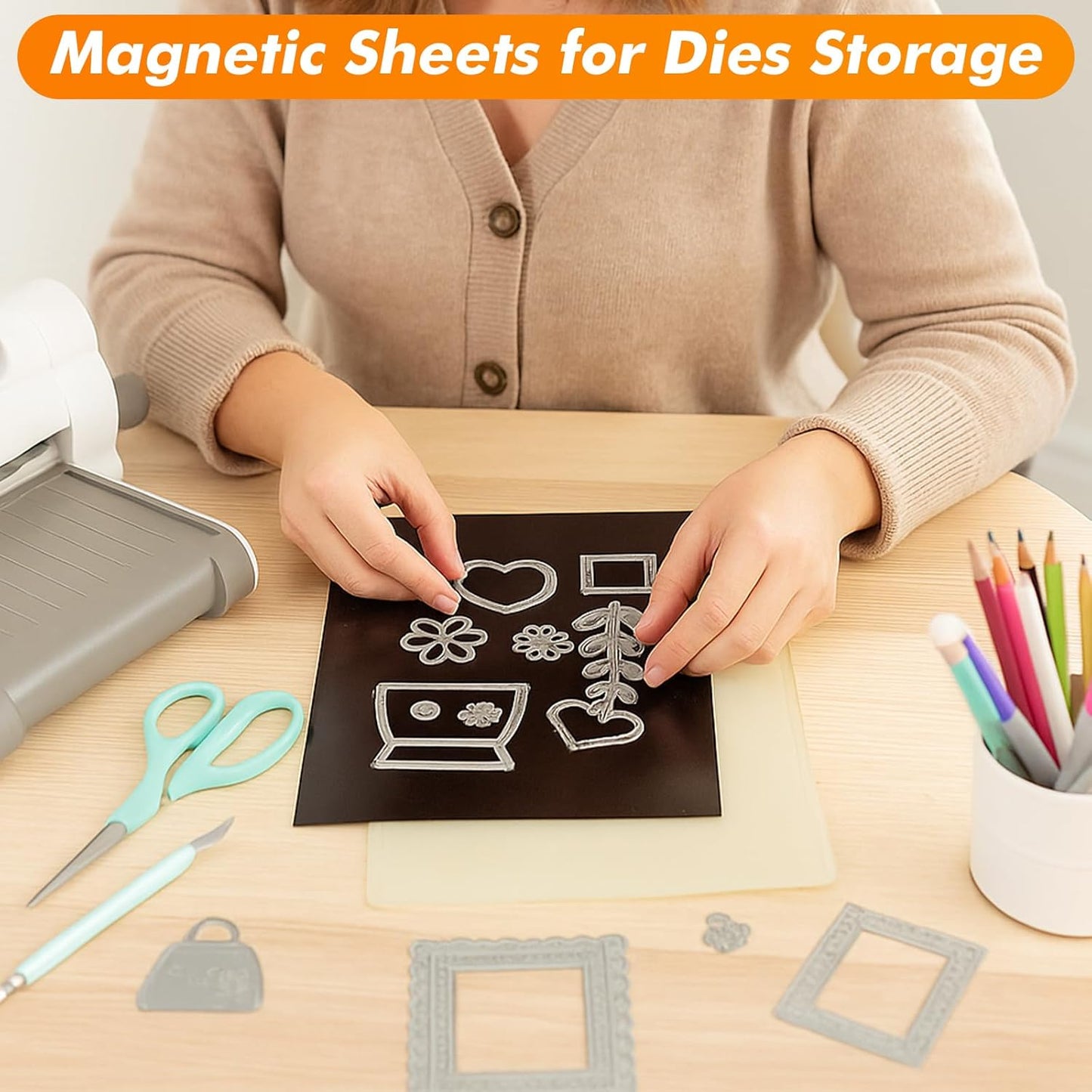 Adhesive Magnetic Sheets 8.5 x 11 Inch, 40 Packs Magnetic Sheets with Adhesive Backing - 0.5mm Thickness Flexible Magnet Sheets for Dies Storage, Craft Projects, Photos, School, Office
