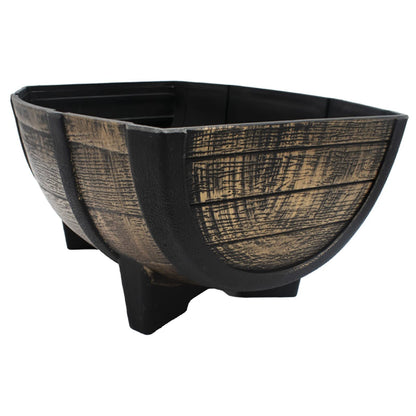 The HC Companies Whiskey Barrel Planter Bowl - Faux Wooden Finish Flower Planter Pot - Decorative Garden Pots - Indoor & Outdoor Resin Planters - Weather-Resistant Planting Pots (16" Golden Oak)